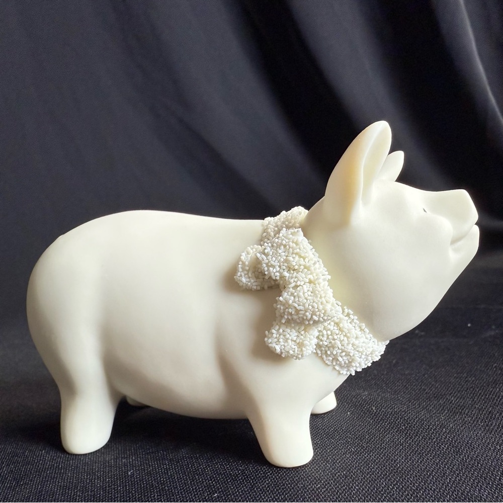 Snow Tales Snowbabies Porcelain White Pig Figurine Vintage